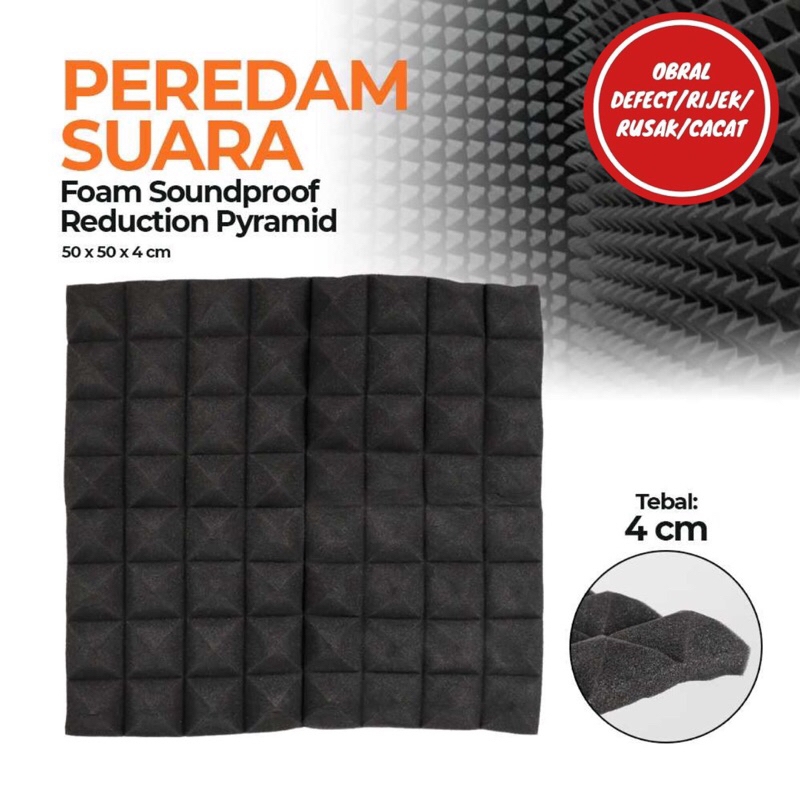 [OBRAL RIJEK] Peredam Suara Foam Soundproof Noise Reduction Pyramid 50x50x4CM - SFS3