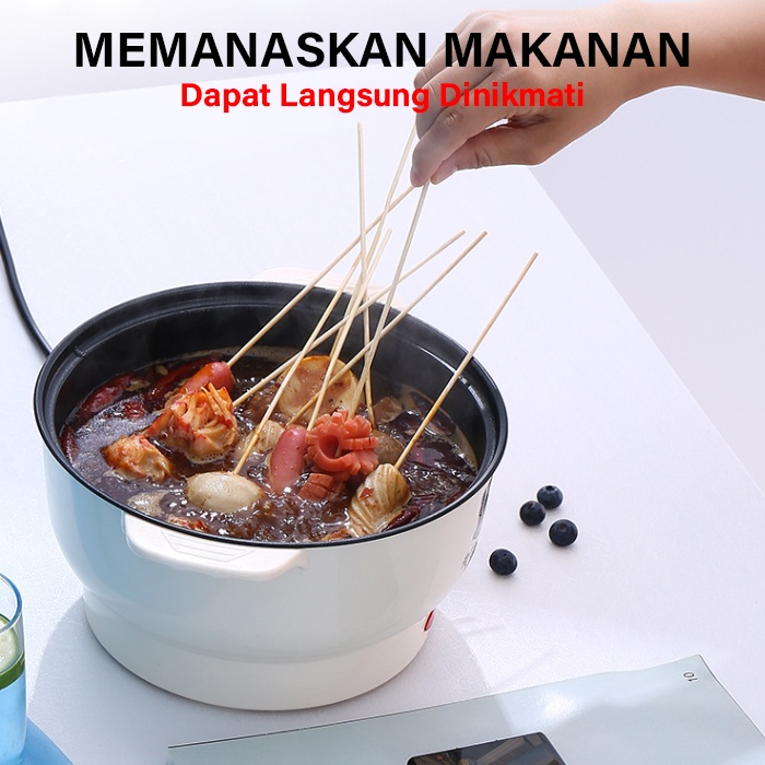 GM BEAR PANCI LISTRIK PLUS KUKUSAN STAINLESS SERBAGUNA  2in1 1225 ELEKTRIC COOKING POT