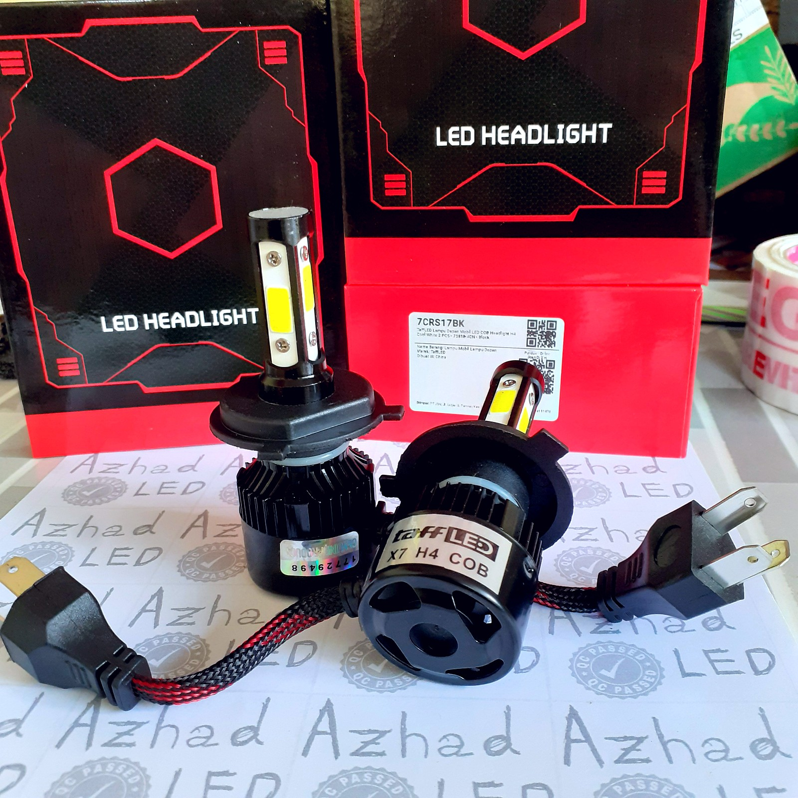 Lampu LED X7 COB 4 Sisi 48 Watt Soket H4 3 Kaki Motor Mobil 12V-24V Vixion Panther CBR Kijang Scoopy