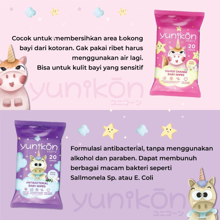 Buy 1 Get 1 Yunikon Baby Wipes isi 50pcs Tisu Basah Bayi