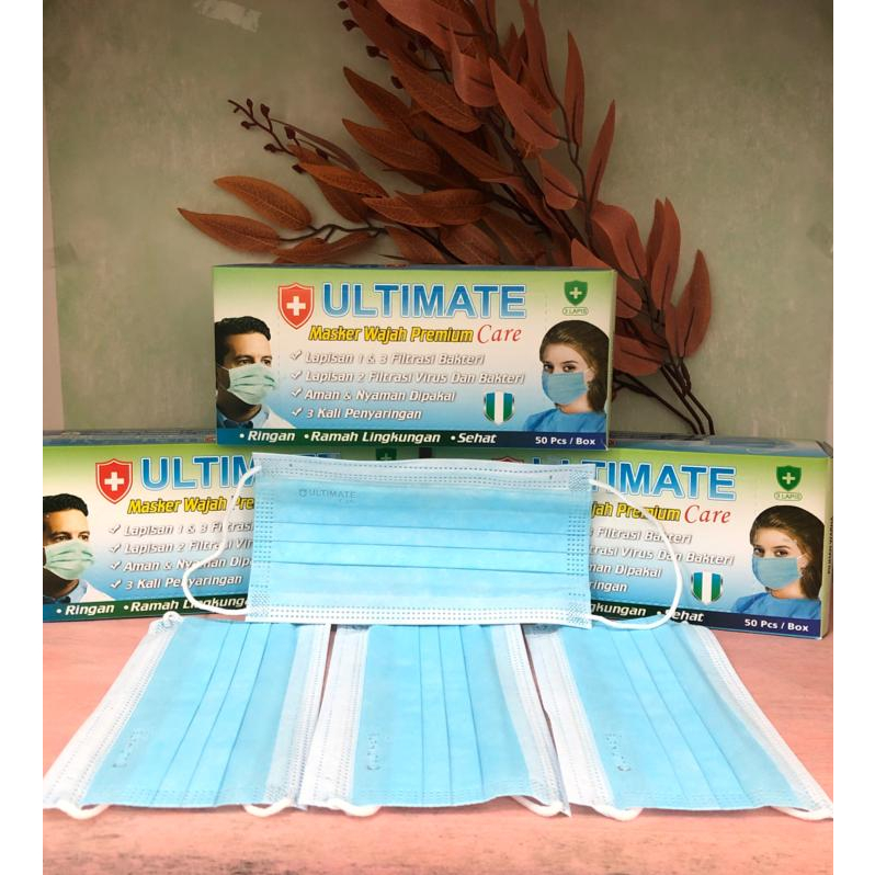 masker ultimate care emboss tebal 3 ply 50 pcs earloop