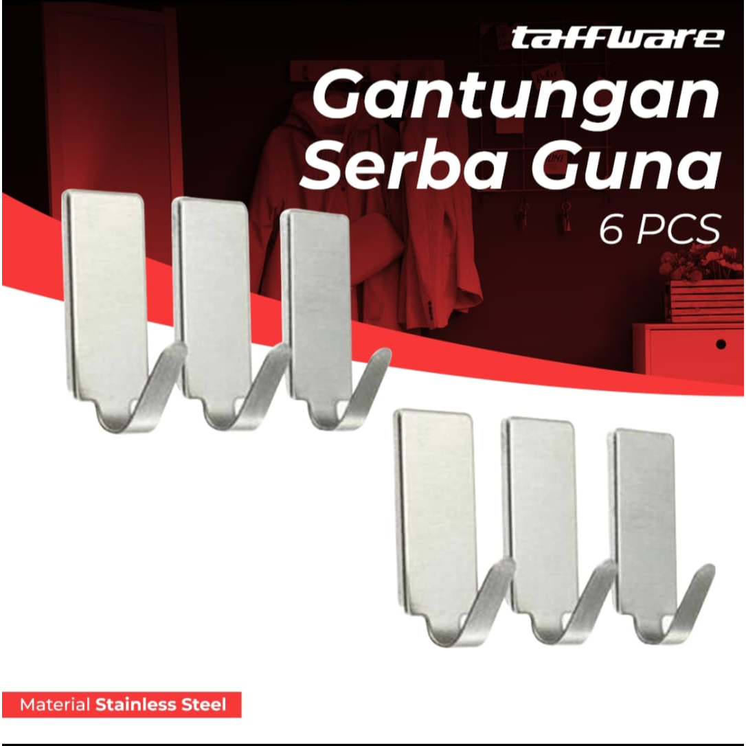 Gantungan Serba Guna Taffware Adhesive 6 PCS