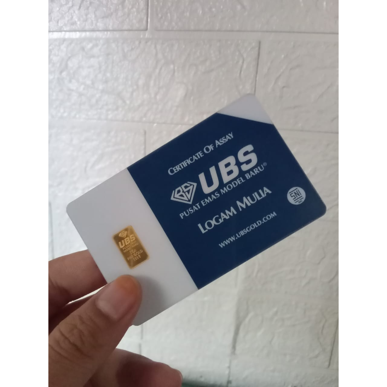 UBS Reguler Series 1 Gram Kemasan PVC TERMURAH TERLARIS Emas Mini Emas Batangan Logam Mulia Murni 24 Karat Bersertifikat Resmi Asli Original Tabungan Emas Souvenir Keren Mewah