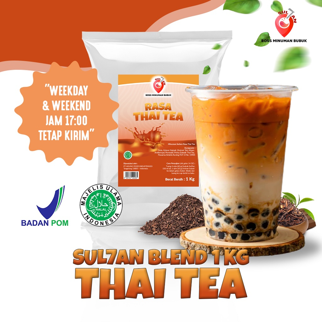 

SUL7AN Minuman Bubuk Mix Gula Rasa Thai Tea Instant Powder Drink Sugar 1 Kg SULTAN POWDER