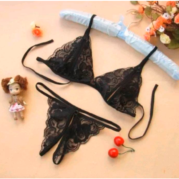 DHIO - Set Bra Lingerie Sexy &amp; Celana Dalam Model Lace Transparant import COD