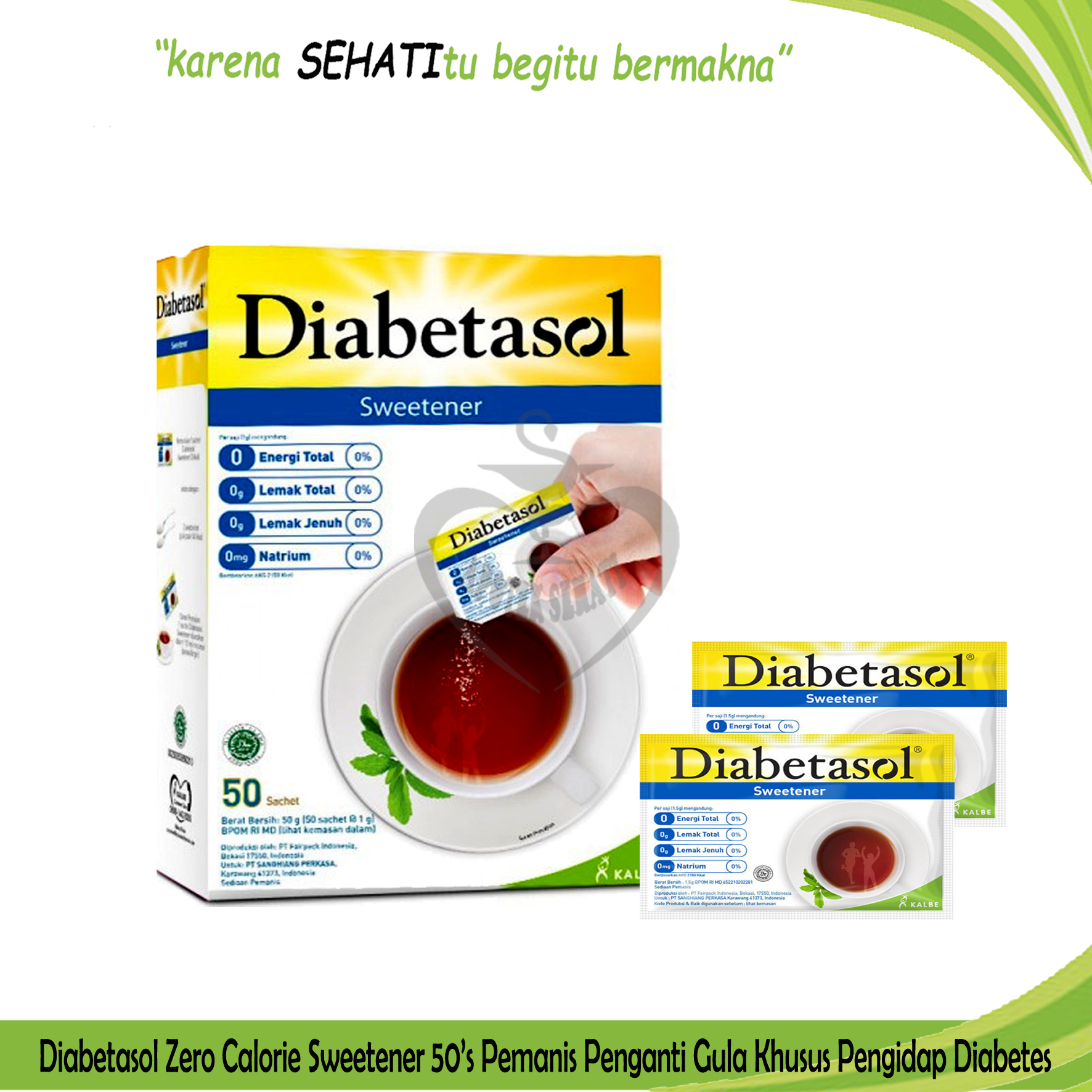 Diabetasol Sweetener Gula 75 Gram Rendah Kalori Untuk Diet