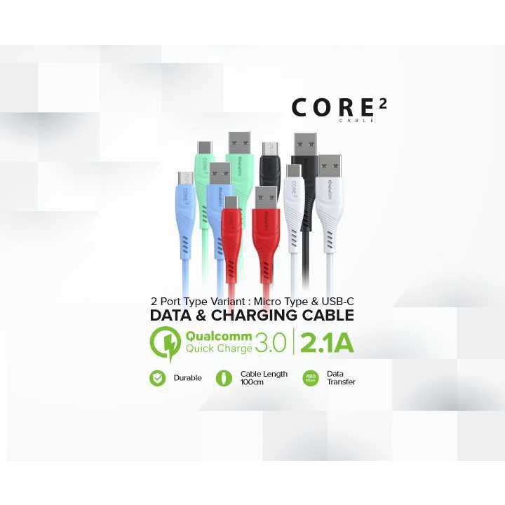 Hippo Core2 Kabel Data &amp; Cable Charger Quick Charge Fast Charging 3.0 2.1A