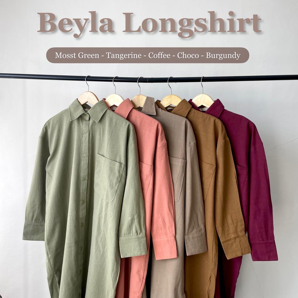 Beyla Long Shirt | Basic Kemeja Panjang Tunik Linen Premium [YEPPUOUTFIT]