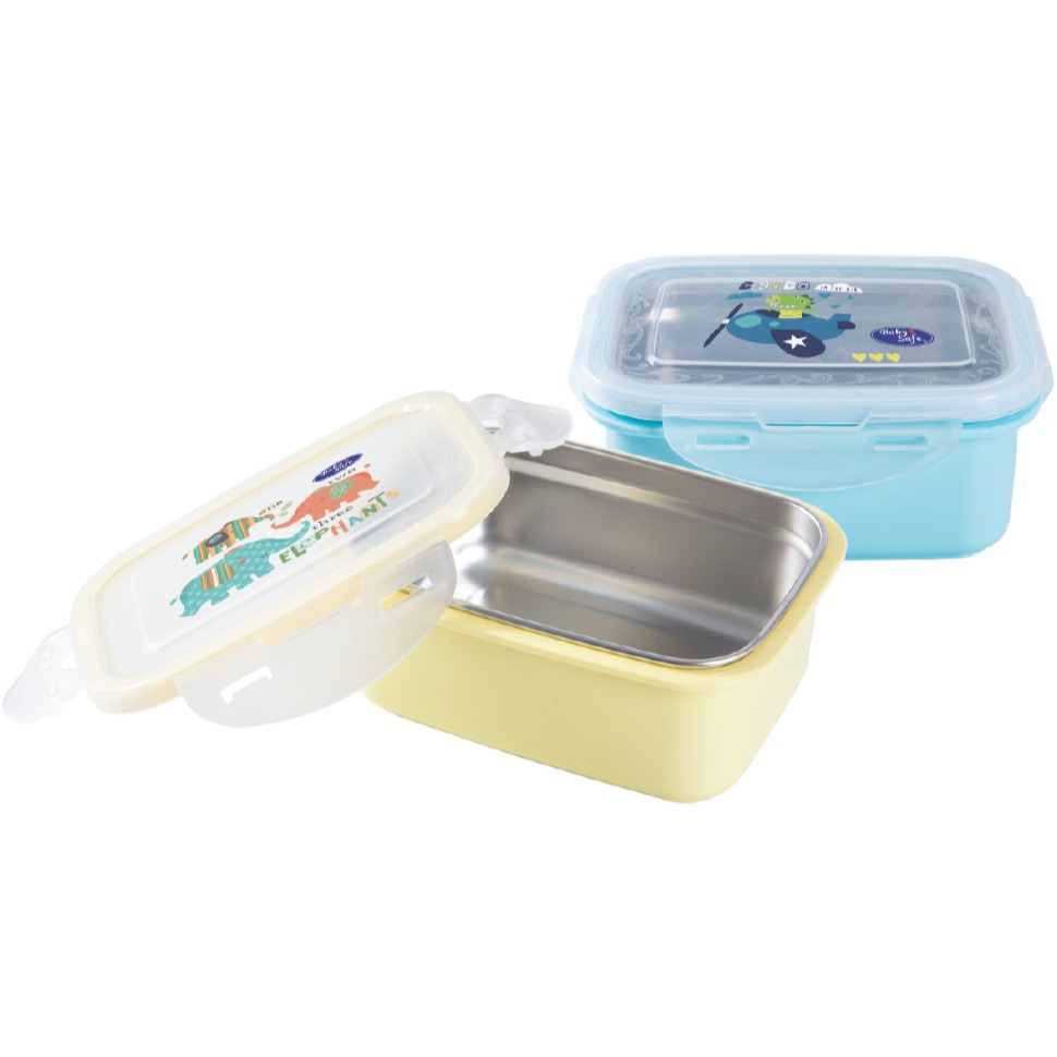 Baby safe SS009 Stainless Lunch Box Square 360ml / tempat bekal / lunch box / tempat bekal stainless / tempat makan / tempat bekal anak