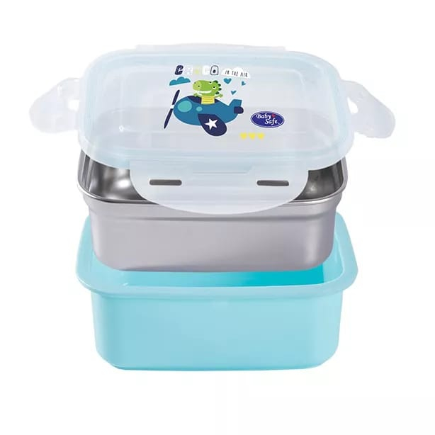 Baby safe SS009 Stainless Lunch Box Square 360ml / tempat bekal / lunch box / tempat bekal stainless / tempat makan / tempat bekal anak