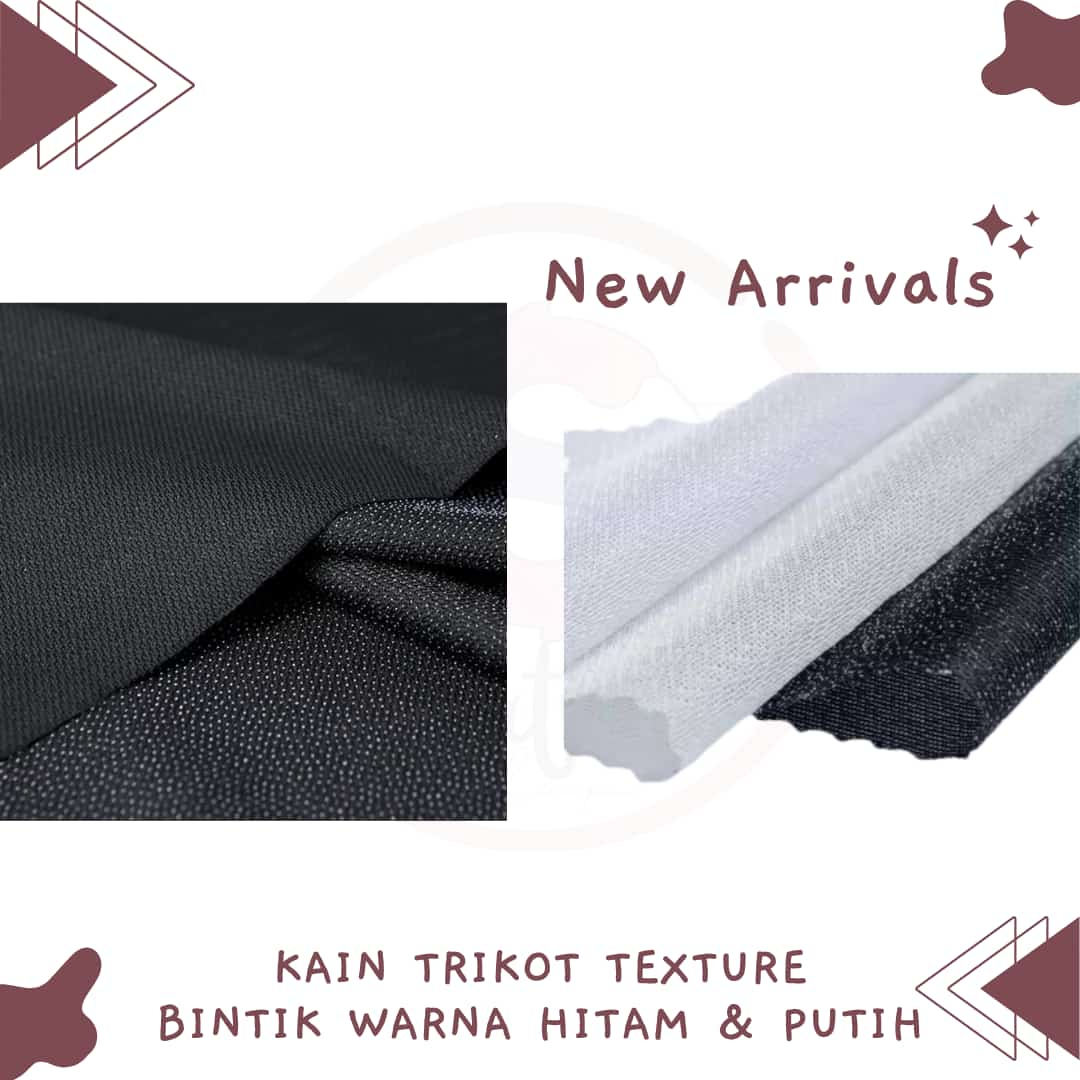 KAIN TRIKOT HITAM PUTIH/KAIN LEM TRICOT LEBAR 150CM PERMETER/KAIN FURING PELAPIS/kain furing tempel