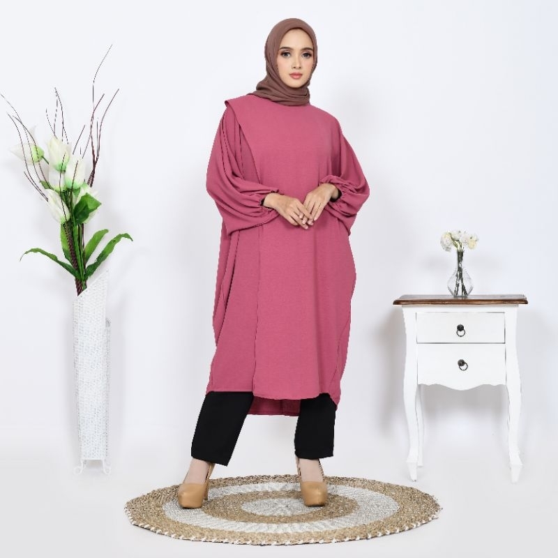 Long Tunik Wanita Nancy Semi Kaftan Jumbo Casual Airflow