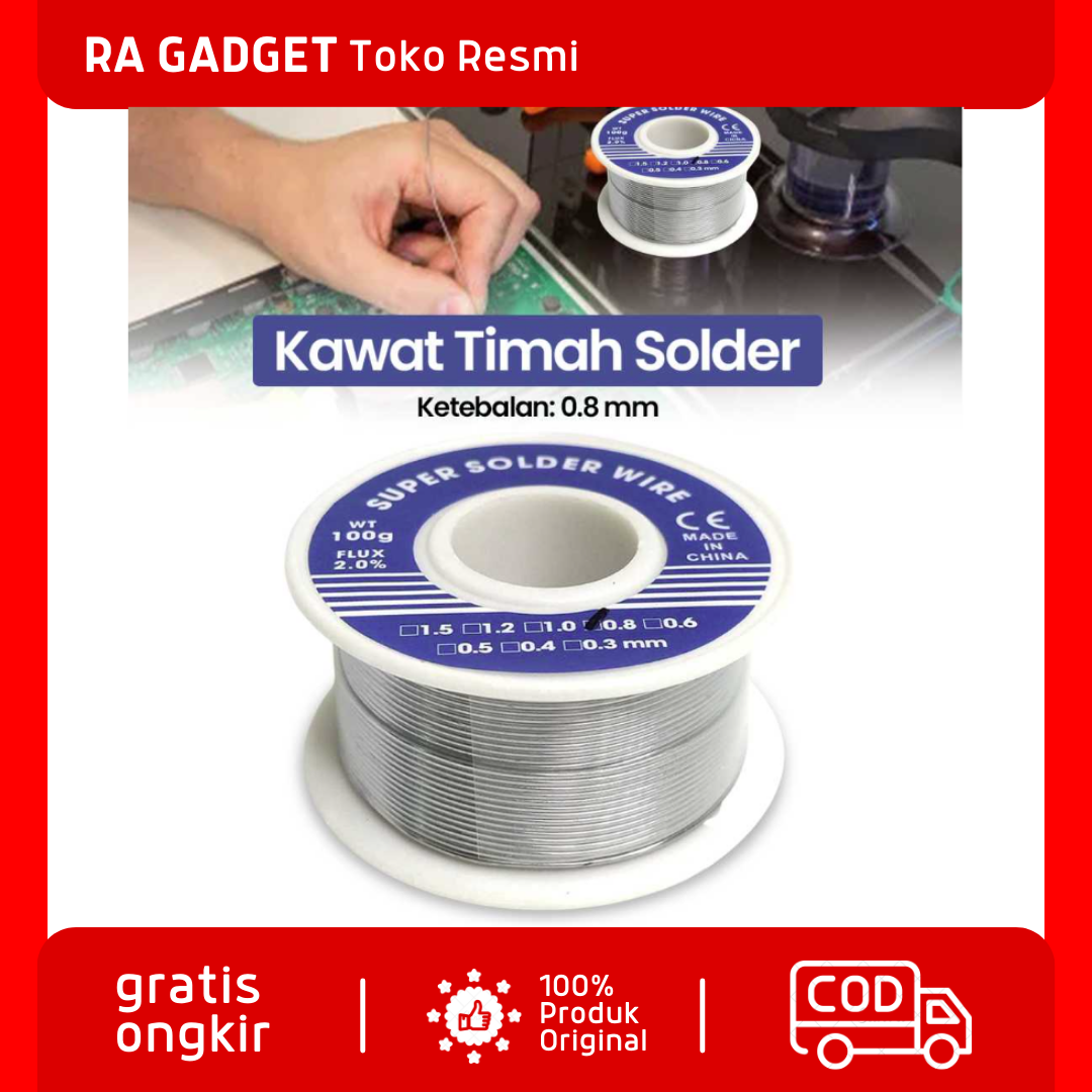 Kawat Timah Solder 0.8mm 100gr / Kawat Timah Gulung Las Lunak Paragon besar Segel Roll Rol Gulung Al
