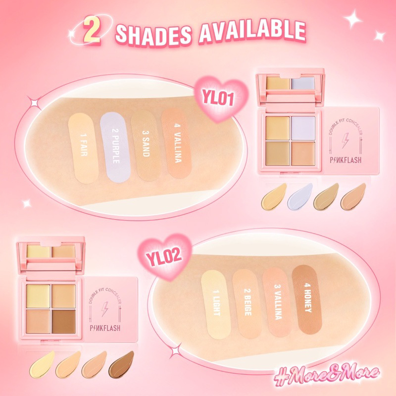 PINKFLASH - Double Fit 4 IN 1 Concealer Palette Full Coverage Concealer Cream