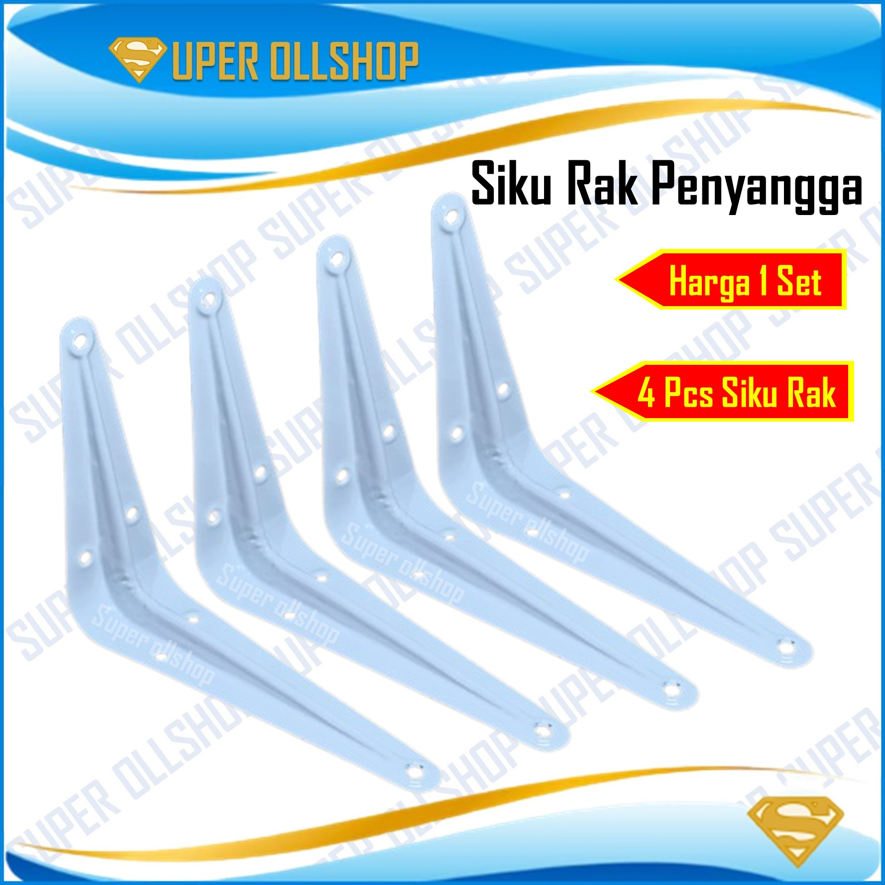 4 Pcs Braket Siku Rak Dinding / Siku Besi L Penyangga Rak Dinding Breket Shelf Bracket / Rak Dekorasi Ruangan Putih