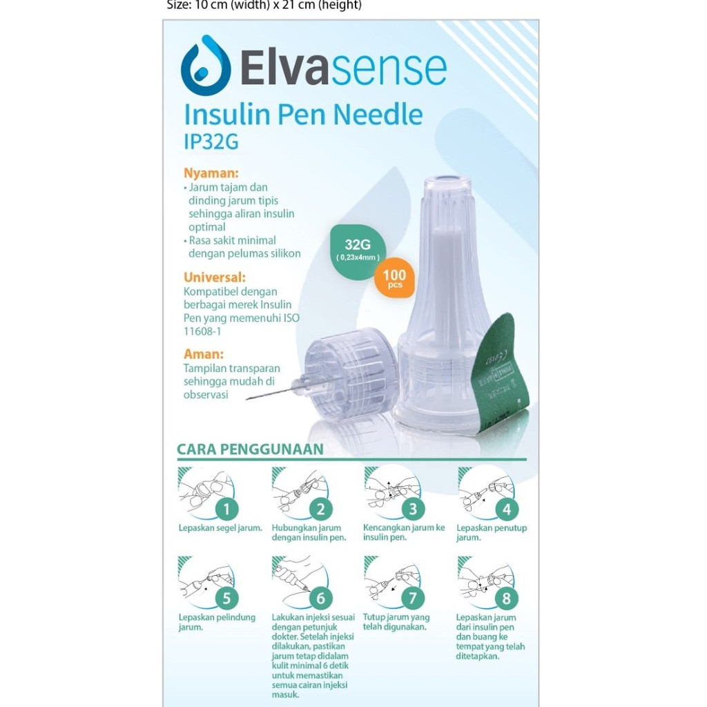 Ecer - Jarum Insulin 4mm Elvasense Insulin Pen Needle 32G Elvasense