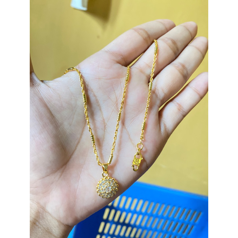 Kalung lapis emas 24k + liontin uk 45cm