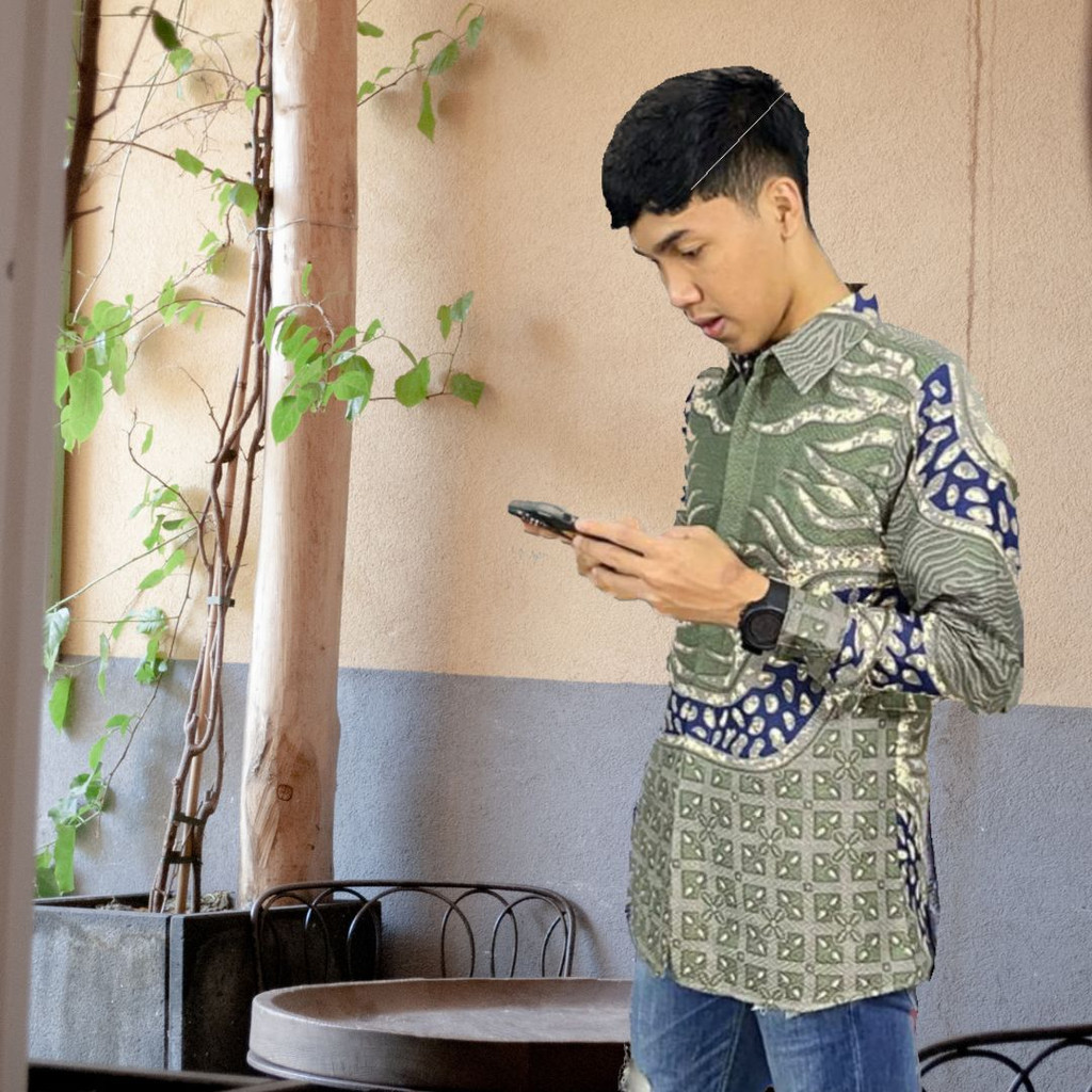 ATASAN PRIA BAJU BATIK LAPIS FURING..WATU KAWUNG SAGE