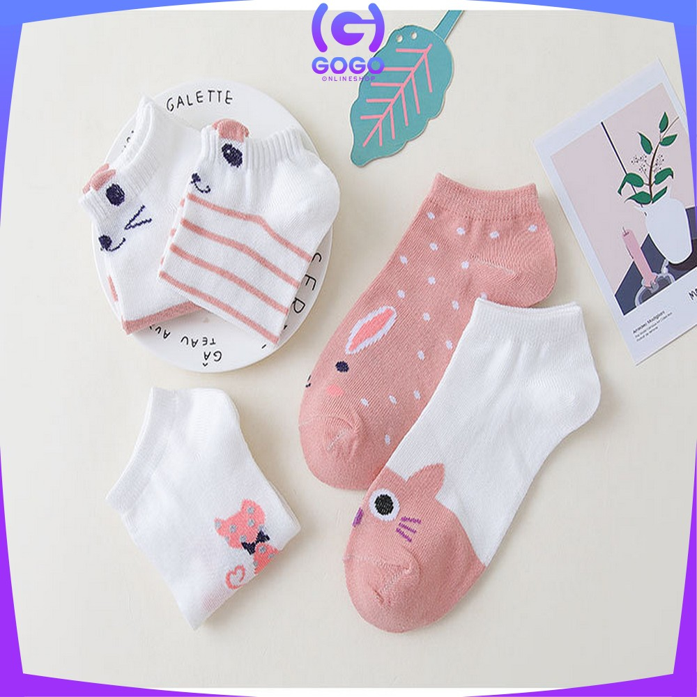 GOGO-P571 Kaos Kaki Wanita Korea Motif Kucing Ankle Socks / Kaoskaki Pendek Cat Semata Kaki Karakter Korean Fashion Women Sock Import