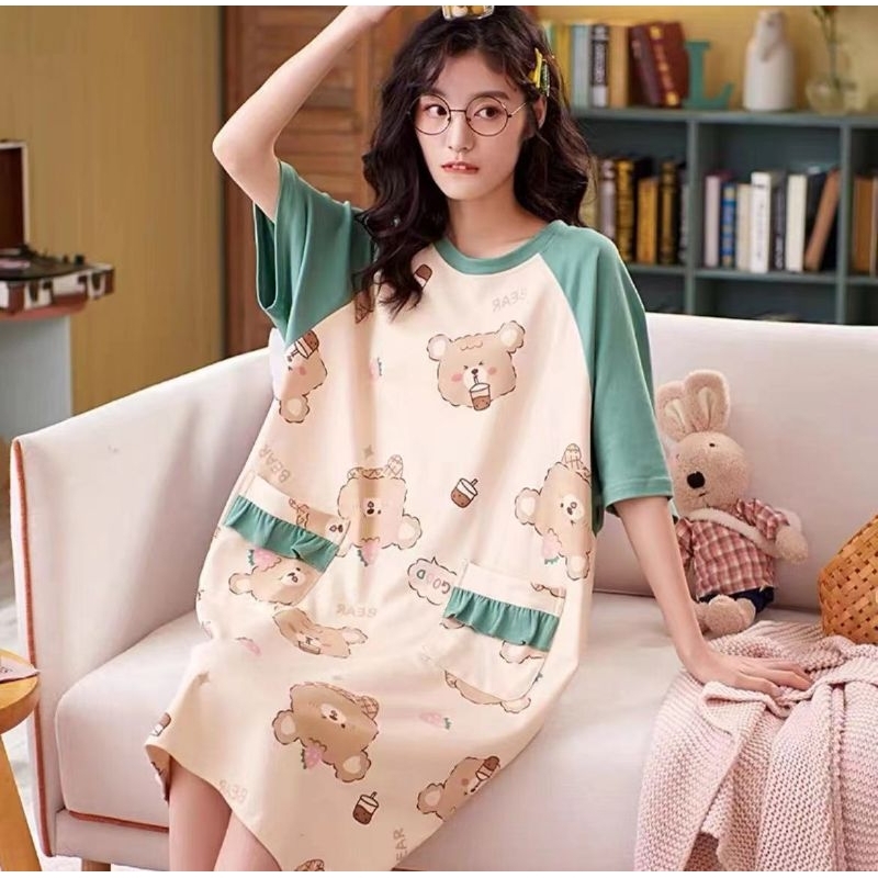 Daster Wanita import/Dress kekinian bahan katun style korea C02-C2