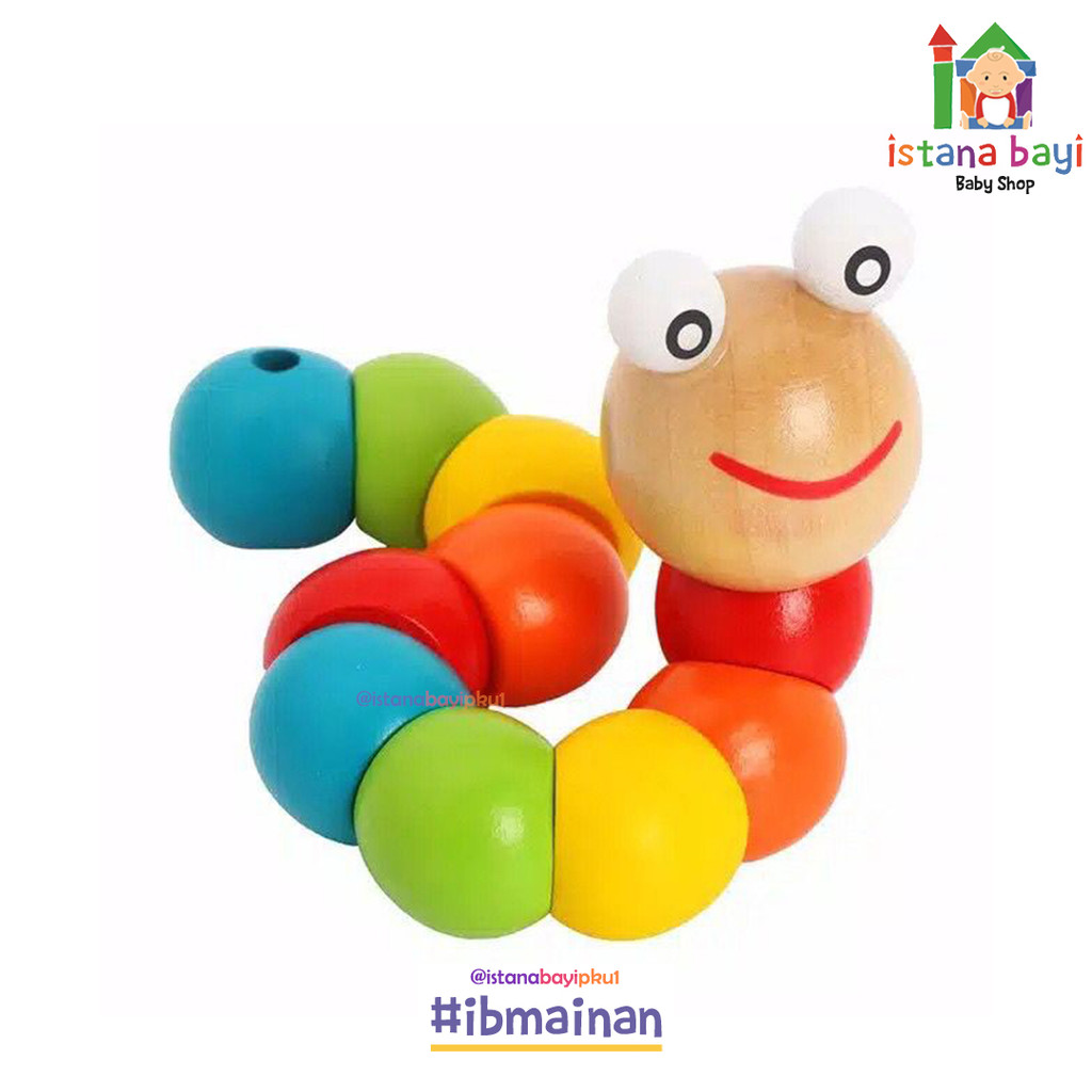 Mainan Edukasi - Wooden Flexible Colorfull Catepillar QH04 - Mainan Anak