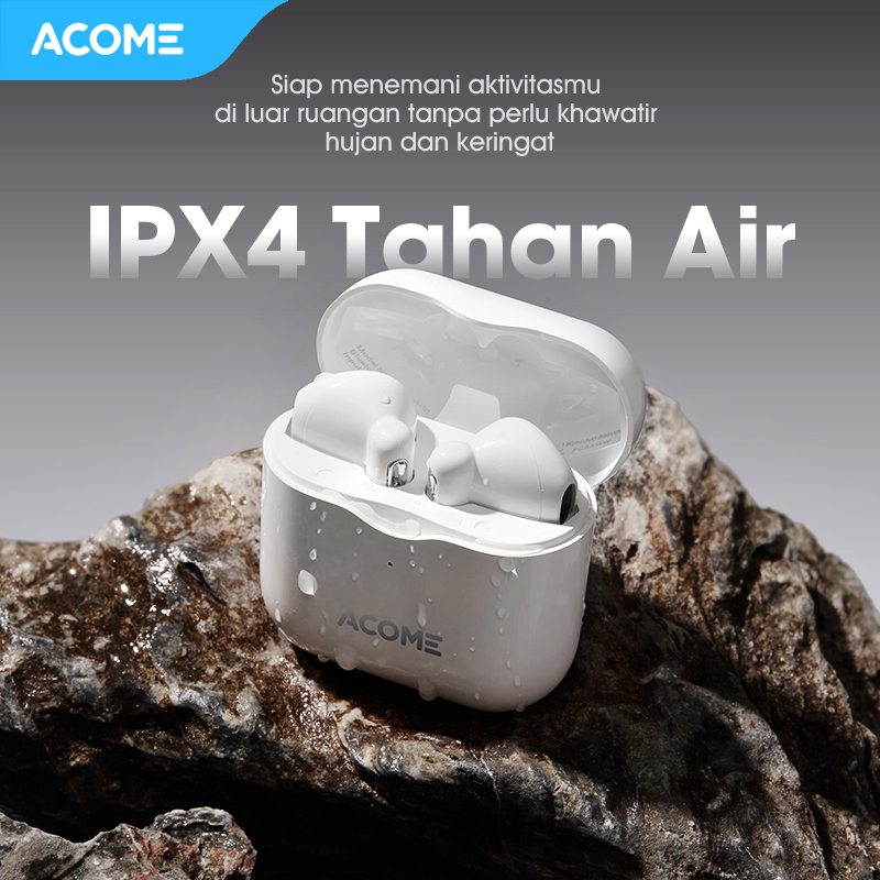 Acome Headset Earphone Bluetooth 5.3 IPX4 Waterproof 3 Gram Ultra Light Inpods AT01 Garansi Resmi 1 Tahun