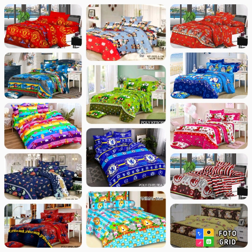 promo cuci gudang sarung kasur busa resletingan motif karakter anak cewek dan cowok harga murah meri