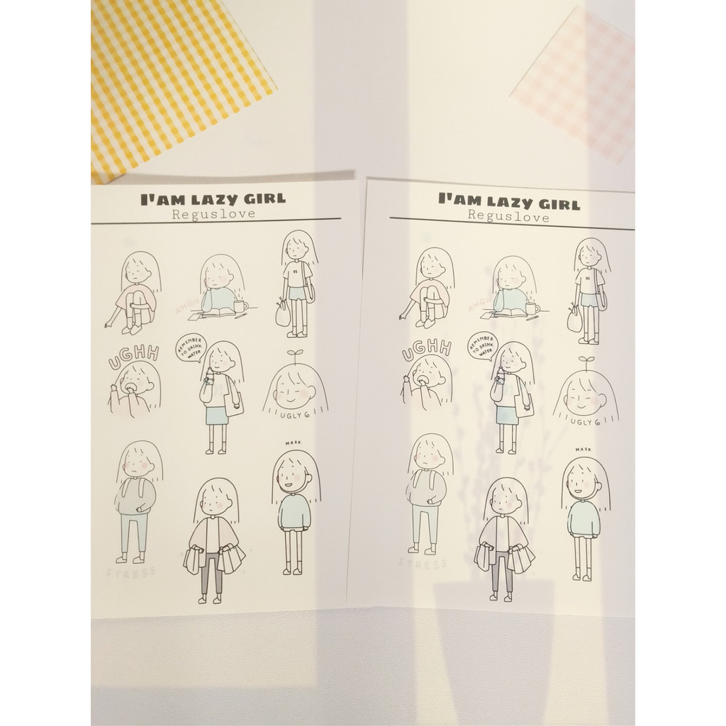 

Stiker journal I'am lazy girl /stiker lucu/stiker diary