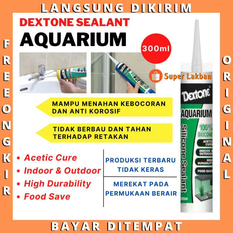 Lem Kaca Aquarium 100% Silicone Sealant Dextone Anti Bocor Anti Susut