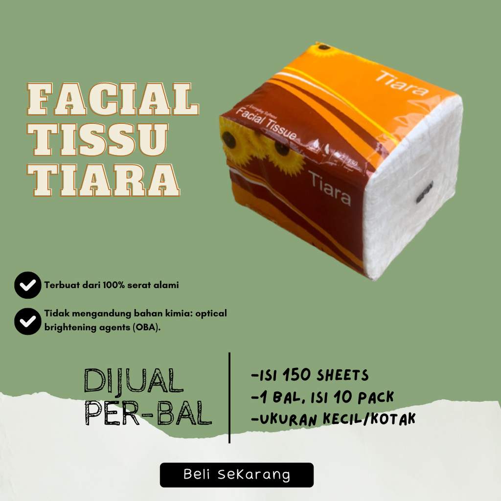 Tissue Tiara Facial 2 Ply isi 150 Sheet/ 180 Sheet/ 250 Sheet / 1000 Sheet/ Tisu Wajah/ Tissue Lembut