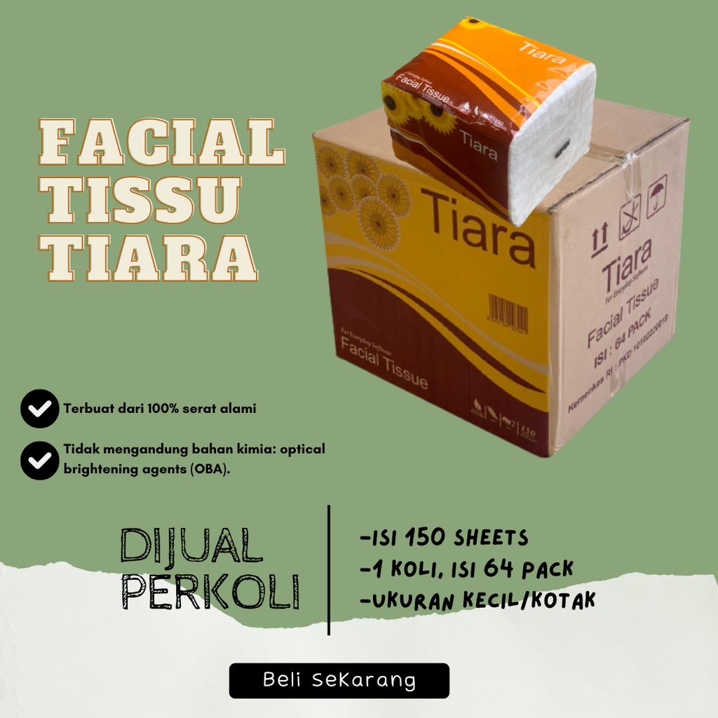 Tissue Tiara Facial 2 Ply isi 150 Sheet/ 180 Sheet/ 250 Sheet / 1000 Sheet/ Tisu Wajah/ Tissue Lembut