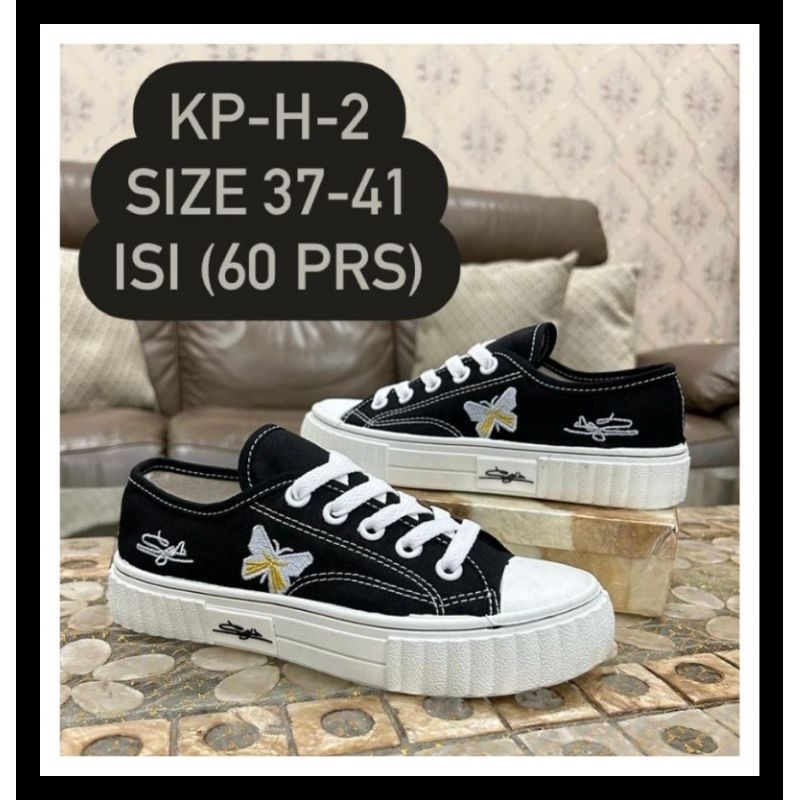 Sepatu SNEAKERS Sol Karet Lentur Bahan Kanvas Wanita Fashion 08