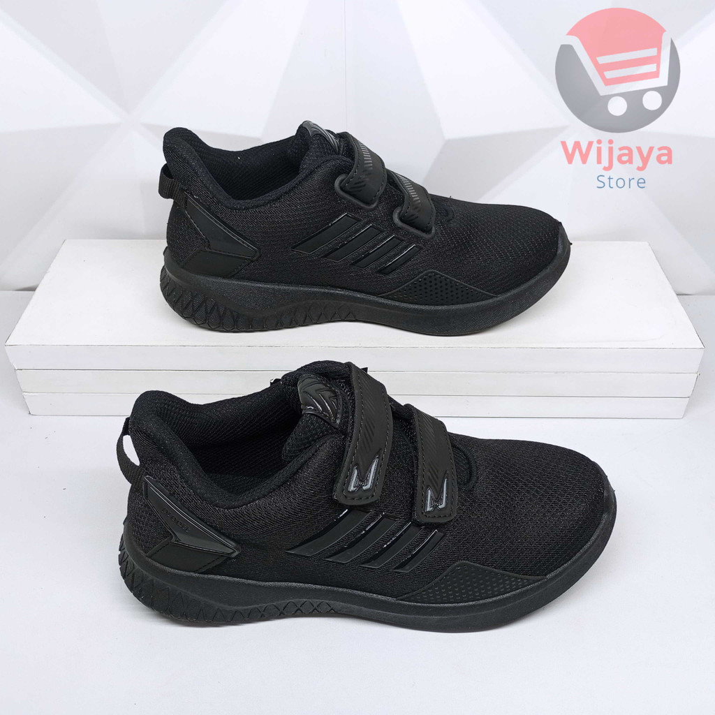 Sepatu Sekolah Pro Att 35-38 Sneaker Anak Hitam Polos Putih dengan Strap Velcro yang Praktis PI 600 PC 870 TEC 890 NT 592