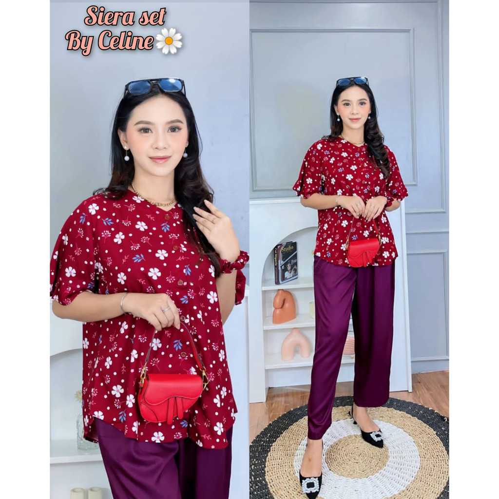Siera Set byceline/set lengan pendek/oneset jumbo