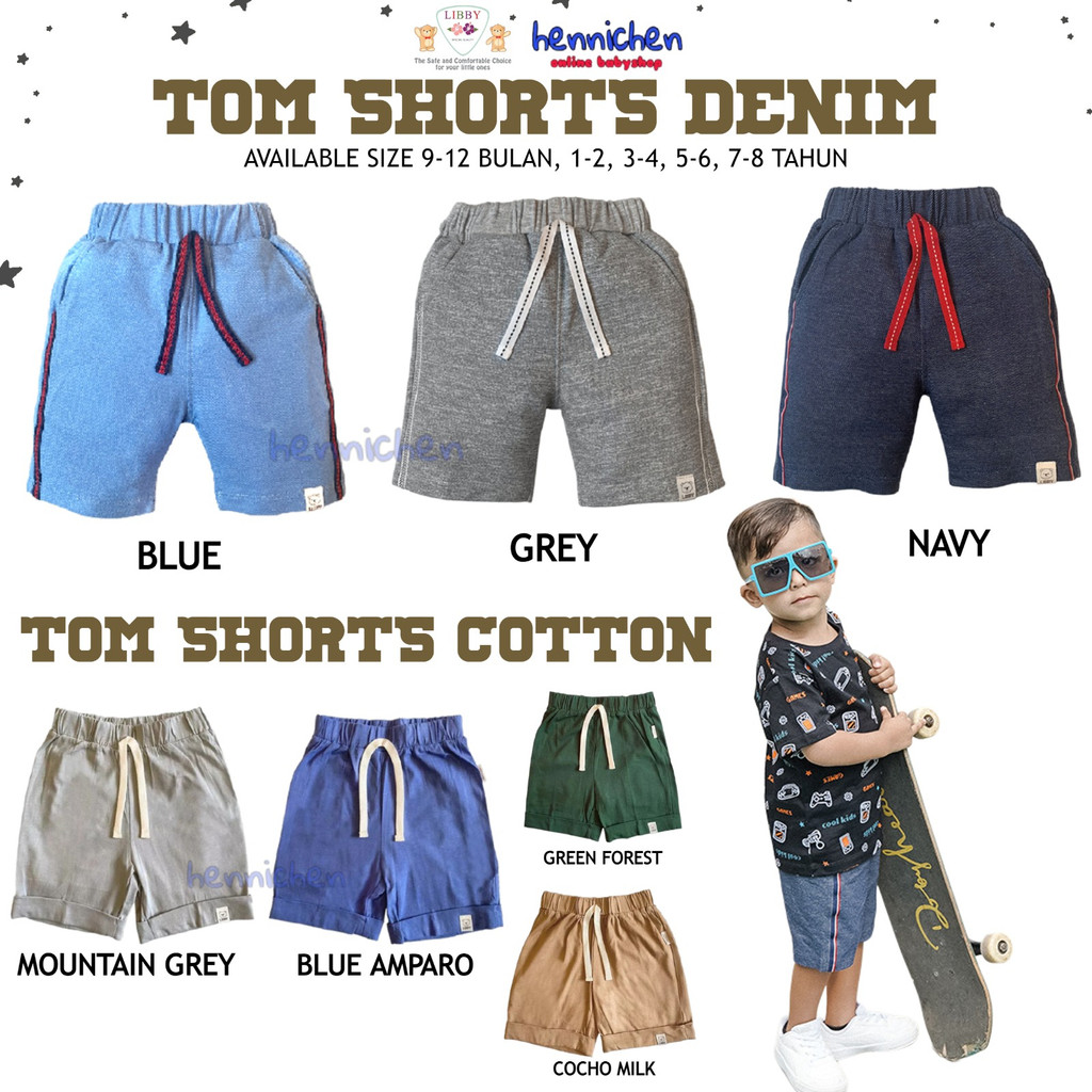 Libby Tom Short 9 Bulan - 8 Tahun Celana Pendek Denim / Anak Earth Series Unisex