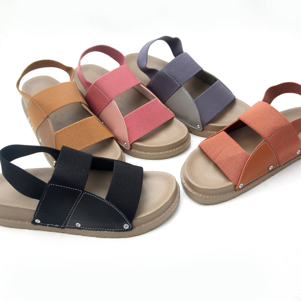 Sandal Platform Tali Karet Wanita Nyaman Modis Sendal Stylish Praktis Fleksibel Trendy Kasual Sehari hari