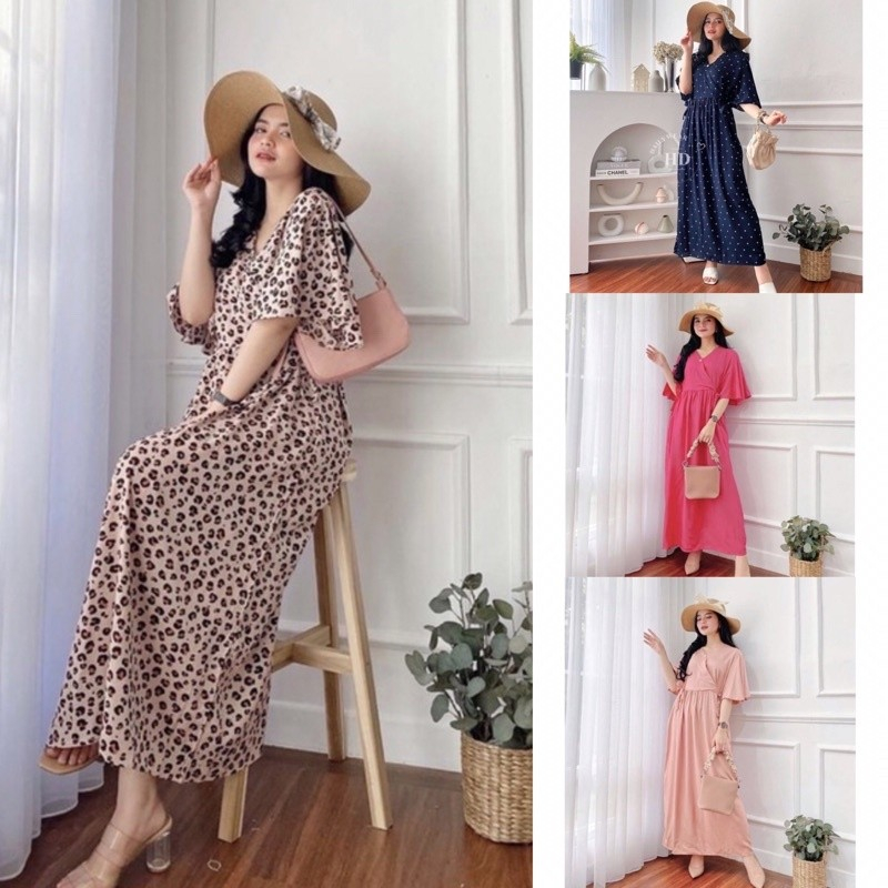 KAREEN DRESS /DASTER KIMONO PANJANG BUSUI/DASTER BALI TALI SAMPING - Motif Mocca