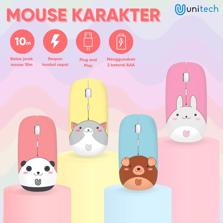 Mouse Wireless Unitech Karakter M2 Slim Optical USB Mouse