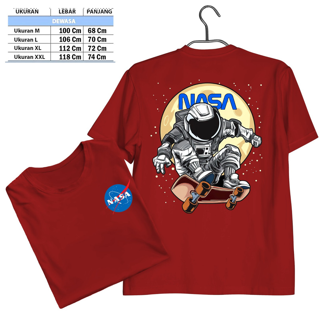 TSHIRT NASA  CETAK PAKAI MESIN DTF (Digital Transfer Filem) KAOS DISTRO BAJU PRIA WANITA ATASAN SHIRT T-SHIRT Tangan Pendek