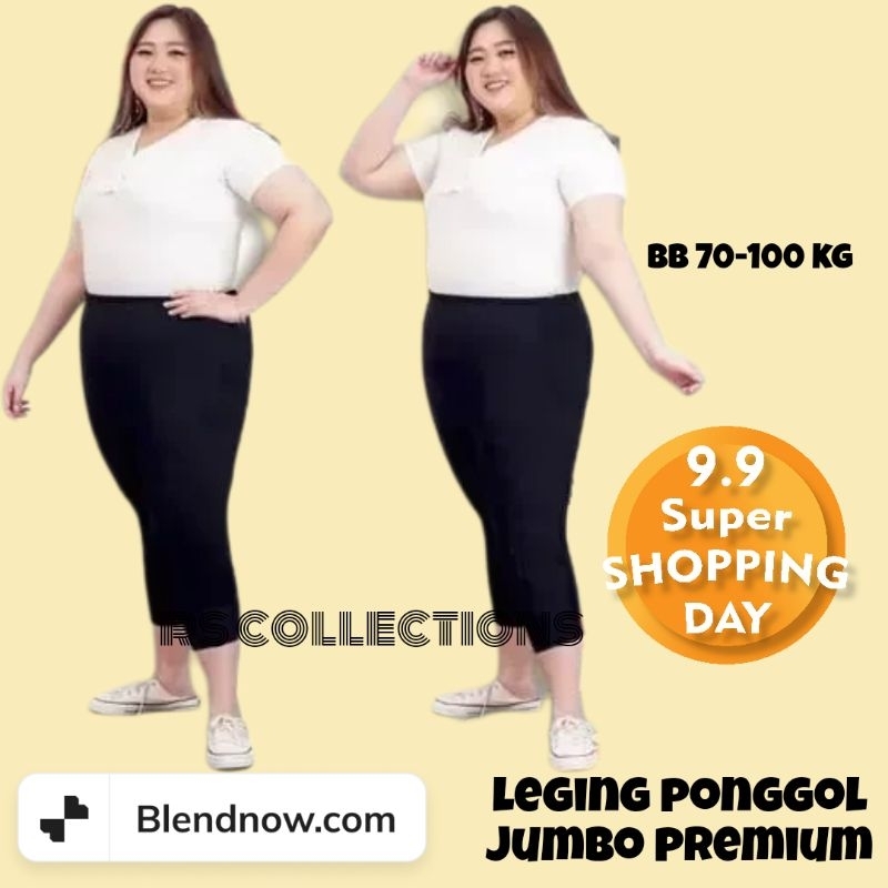 Leging Ponggol Hitam Polos Jumbo Wanita Dewasa Import