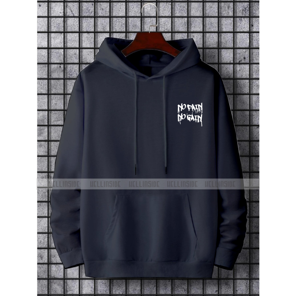 Sweater Hoodie terbaru pria Motif NO PAIN NO GAIN / Hoodie pria wanita kekinian trend motif gambar