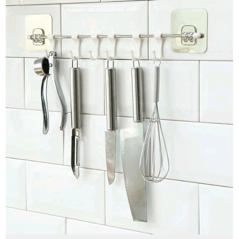 GANTUNGAN SPATULA ALAT MASAK DAPUR STAINLESS PAKAI TEMPEL