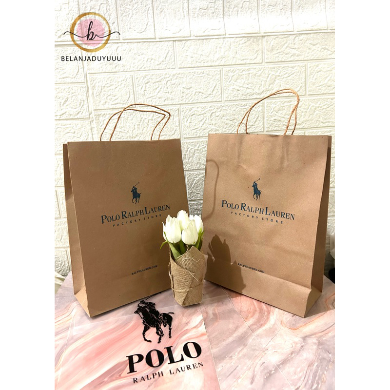 Paper Bag Polo Ralph Lauren (READY STOCK JKT ) Medium 25x10x32 cm Bungkus Kado Kaos Brand Mall