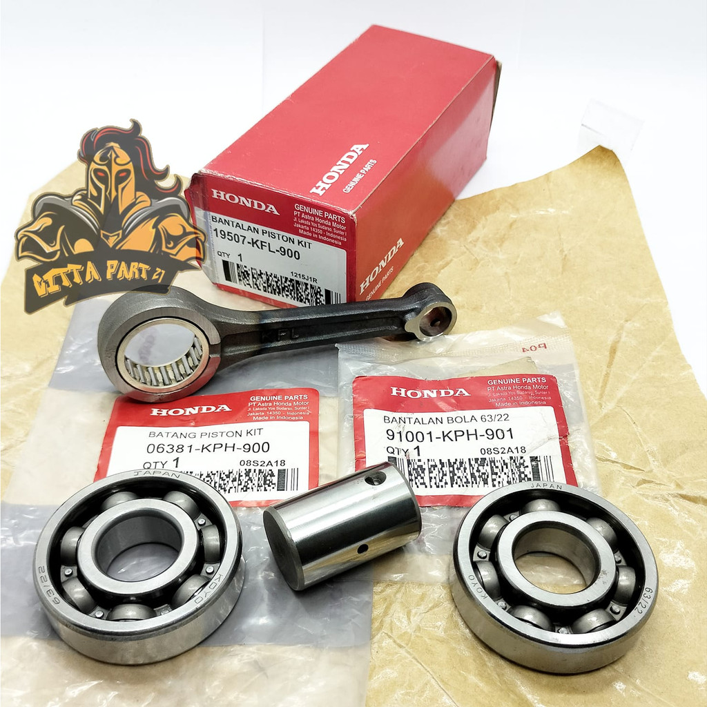 STANG SEHER SET PLUS BEARING KIRI KANAN 63/22 ASLI ORIGINAL HONDA KFL / KPH KUALITAS ASLI ORIGINAL HONDA AHM PRESISI TINGGGAL PASANG DAN DIJAMIN AWET KHARISMA KARISMA 125 SUPRA X 125 SETANG PISTON