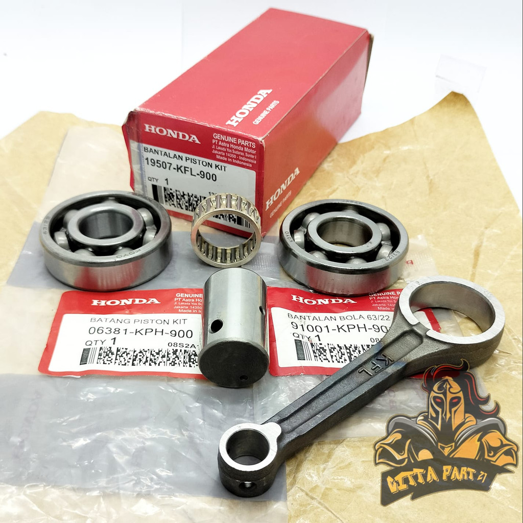 STANG SEHER SET PLUS BEARING KIRI KANAN 63/22 ASLI ORIGINAL HONDA KFL / KPH KUALITAS ASLI ORIGINAL HONDA AHM PRESISI TINGGGAL PASANG DAN DIJAMIN AWET KHARISMA KARISMA 125 SUPRA X 125 SETANG PISTON