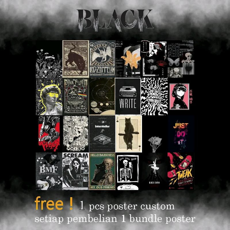 Poster Aesthetic || Dekorasi dinding || Hiasan Ruangan || Black