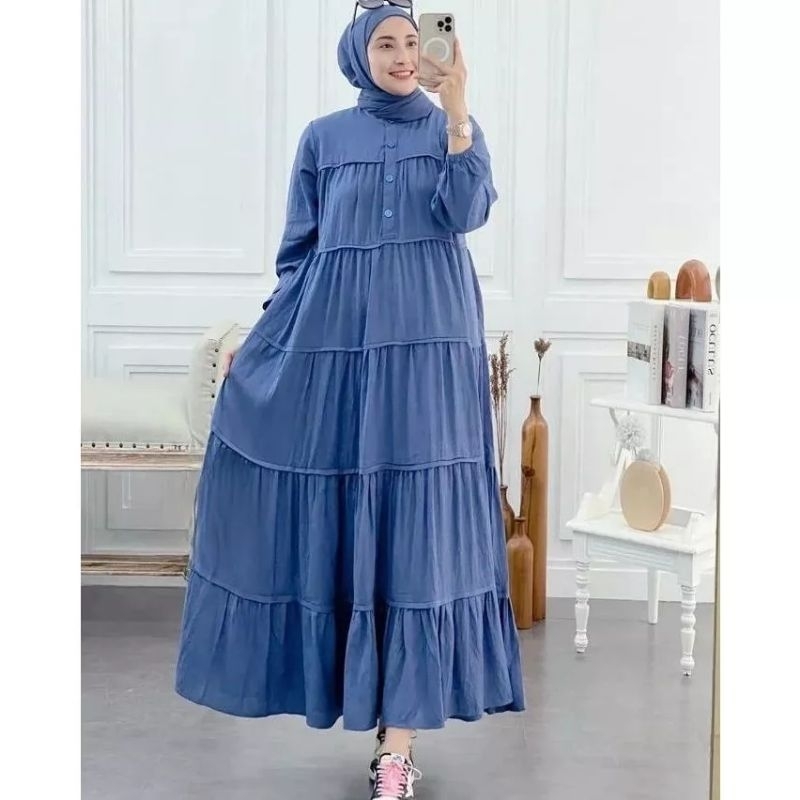 Big Sale Baju Gamis Wanita Muslimah Mamanda Saleha Crinkle Airflow Terbaru Kekinian 2023 Fashion Muslim Wanita Dress Polos All Size Series Inara Dress Baju Muslim Fashion Outfiit Casual