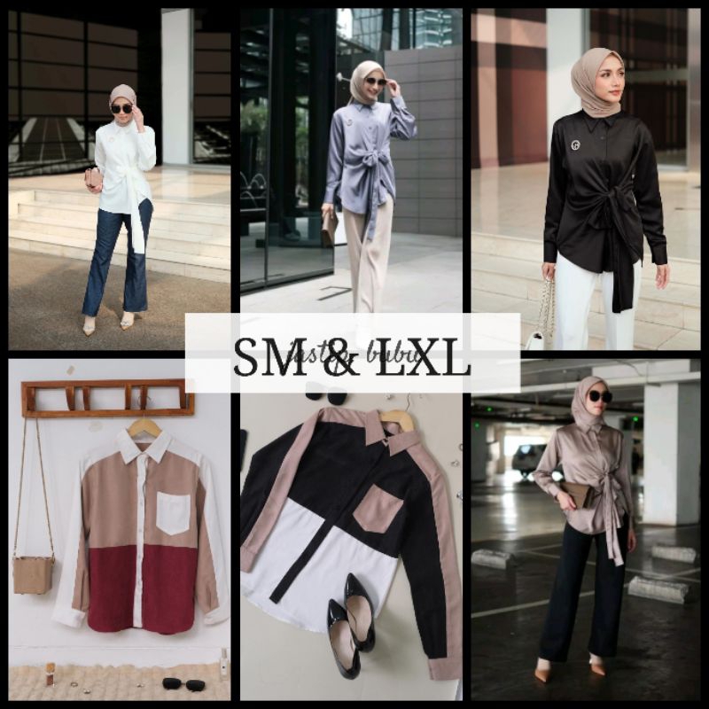 OFFICE BLOUSE DENIM BROWN/ SUEDE BLOUSE HAZELNUT SIZE SM & LXL by Vanilla Hijab