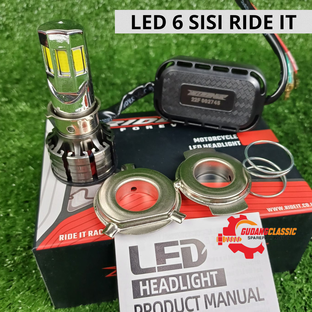 LAMPU DEPAN LED 6 SISI RIDE IT DOP LED PUTIH UNIVERSAL