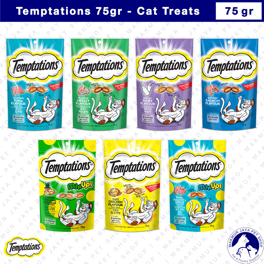 TEMPTATIONS Snack Kucing 75gr / Cemilan Kucing / Cat Treats 85gr